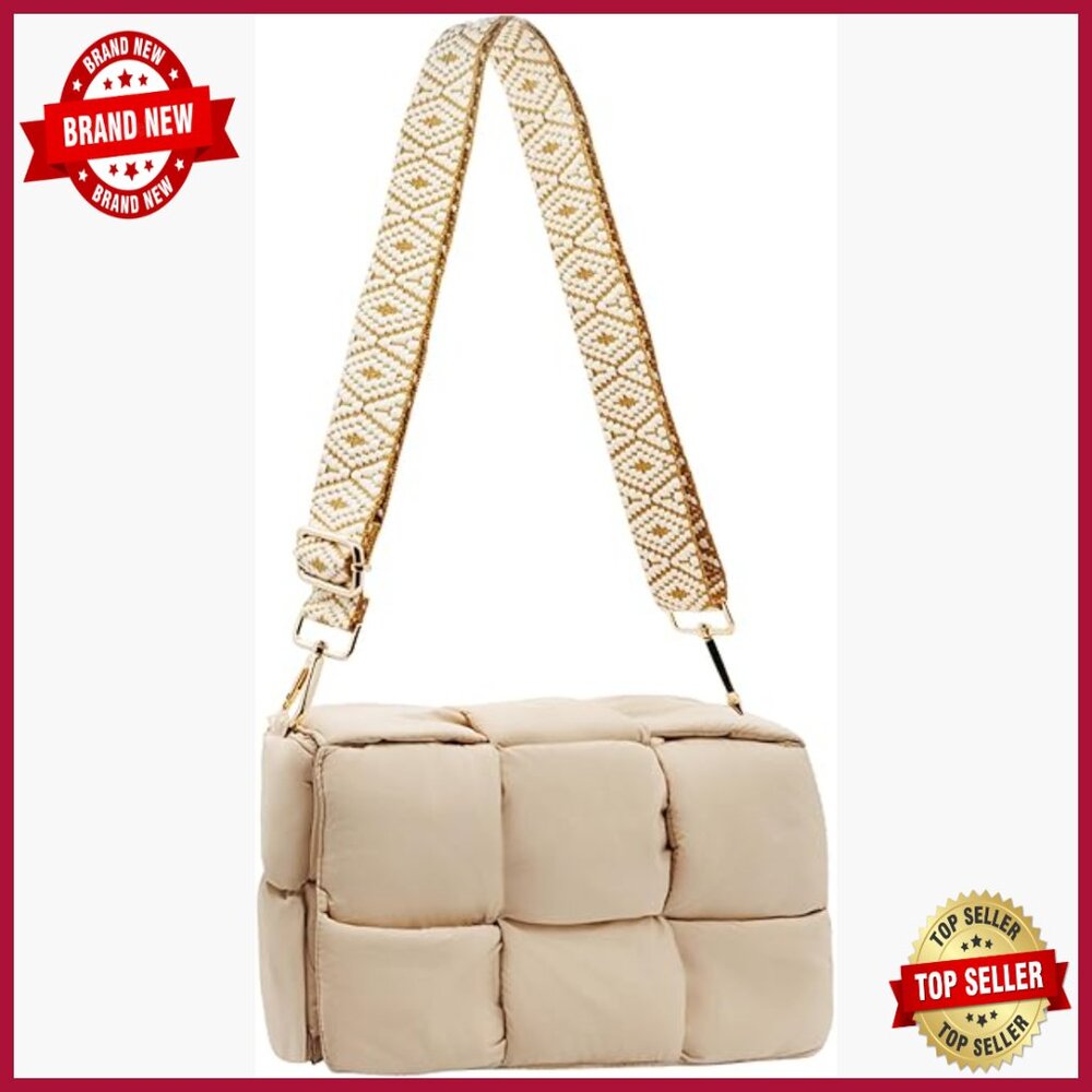 Lightweight Waterproof Puffer Crossbody Bag, Adjustable Strap, Small Size